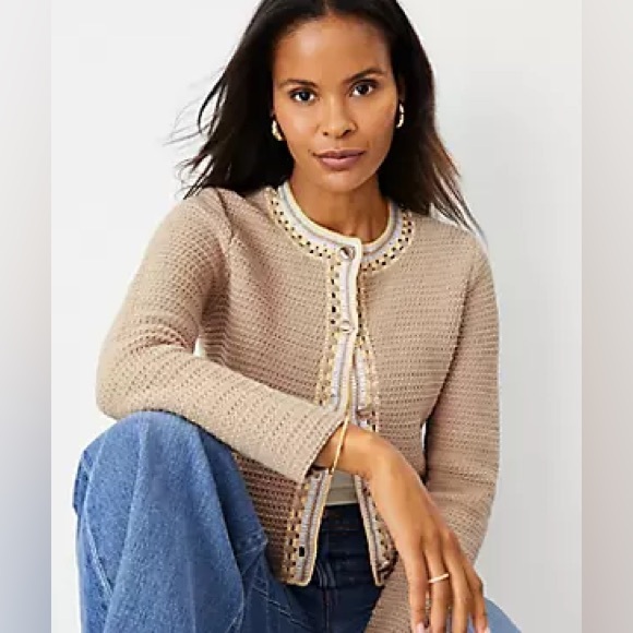 ANN TAYLOR crochet cardigan size L - Picture 10 of 12